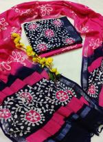 Linen Cotton Pink Casual Wear Printed Salwar Suit